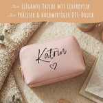 Personalisierte Leder Kosmetiktasche mit Name für Kosmetik & MakeUp Namma Markt