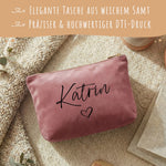 Personalisierte Samt Kosmetiktasche mit Name für Kosmetik & MakeUp