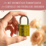 Liebesschloss in Gelb mit Gravur