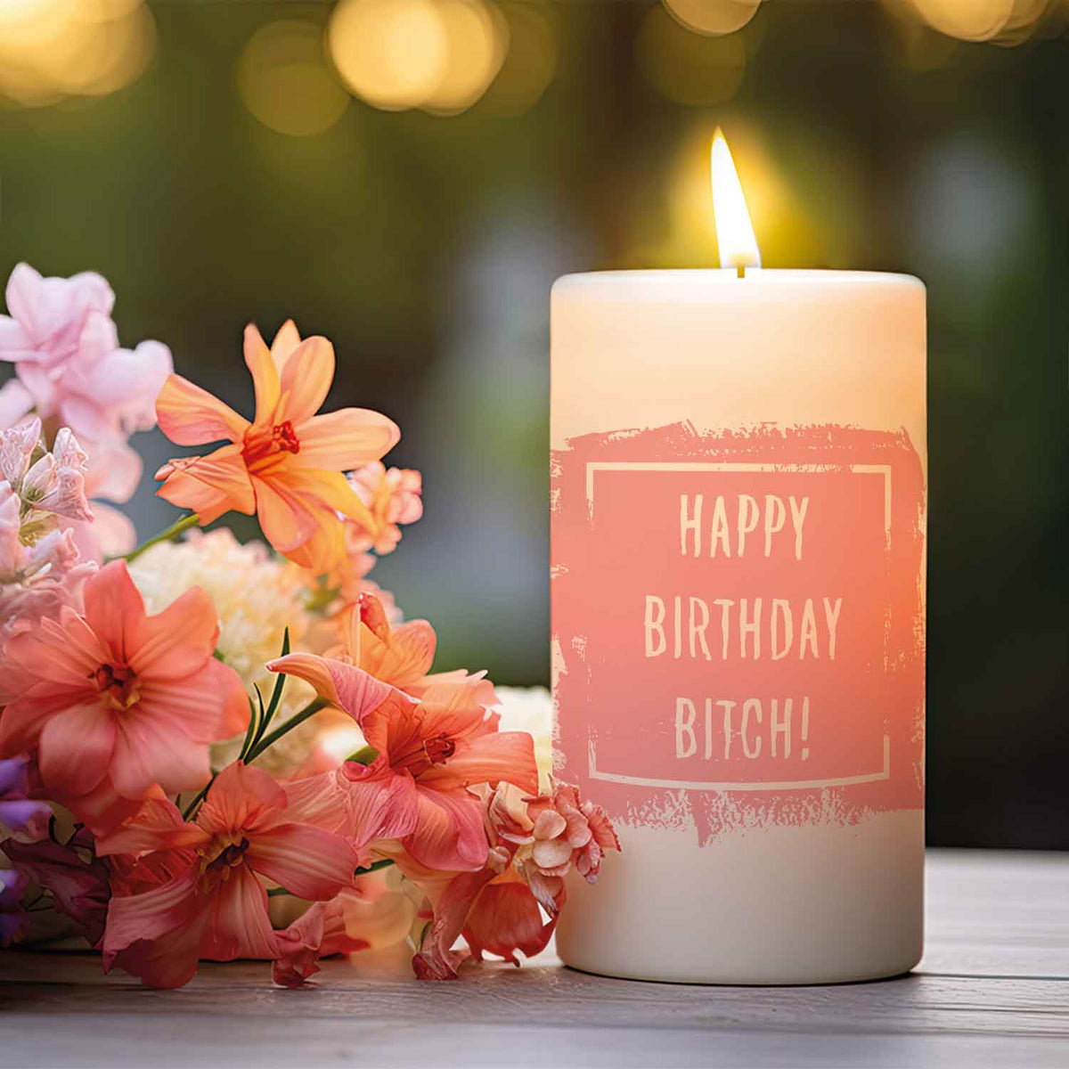 Kleine Kerze mit Spruch "Happy Birthday Bitch!"