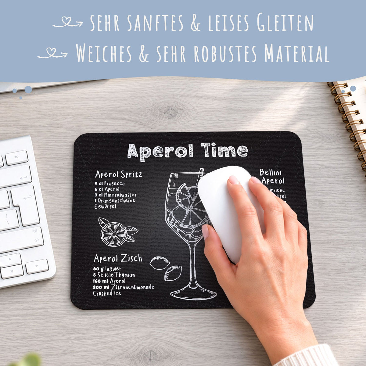 Bedrucktes Mousepad - Aperol Time Rezepte