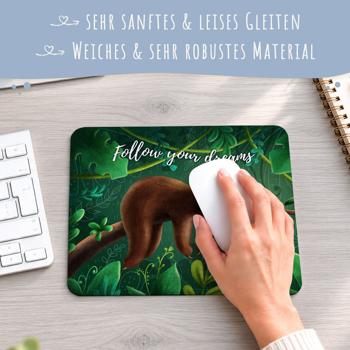 Bedrucktes Mousepad im Follow your Dreams Design