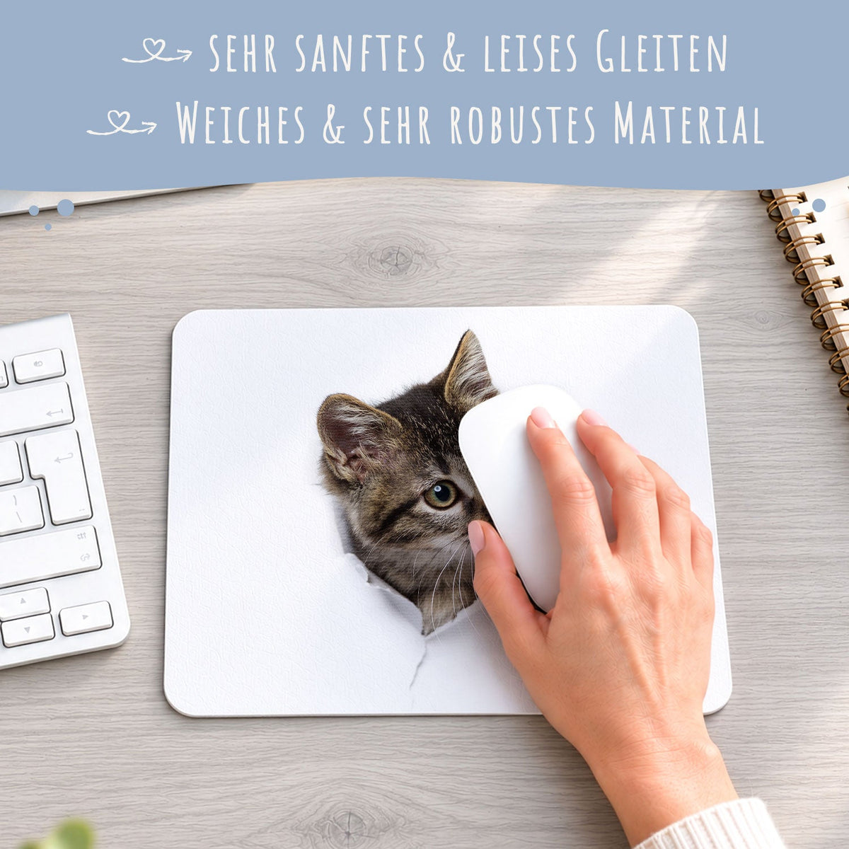 Bedrucktes Mousepad im Katzen Design