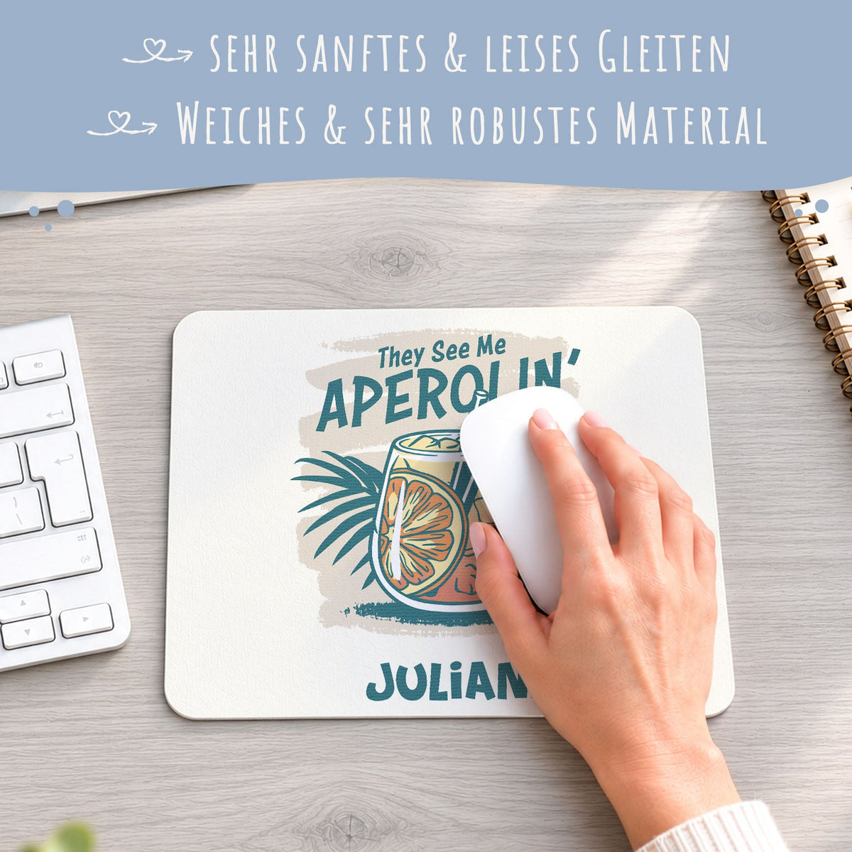 Bedrucktes Mousepad - They See Me Aperolin mit Namen