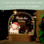 Kinder LED Nachtlicht mit Sockel aus Holz - "Weihnachtstiere"
