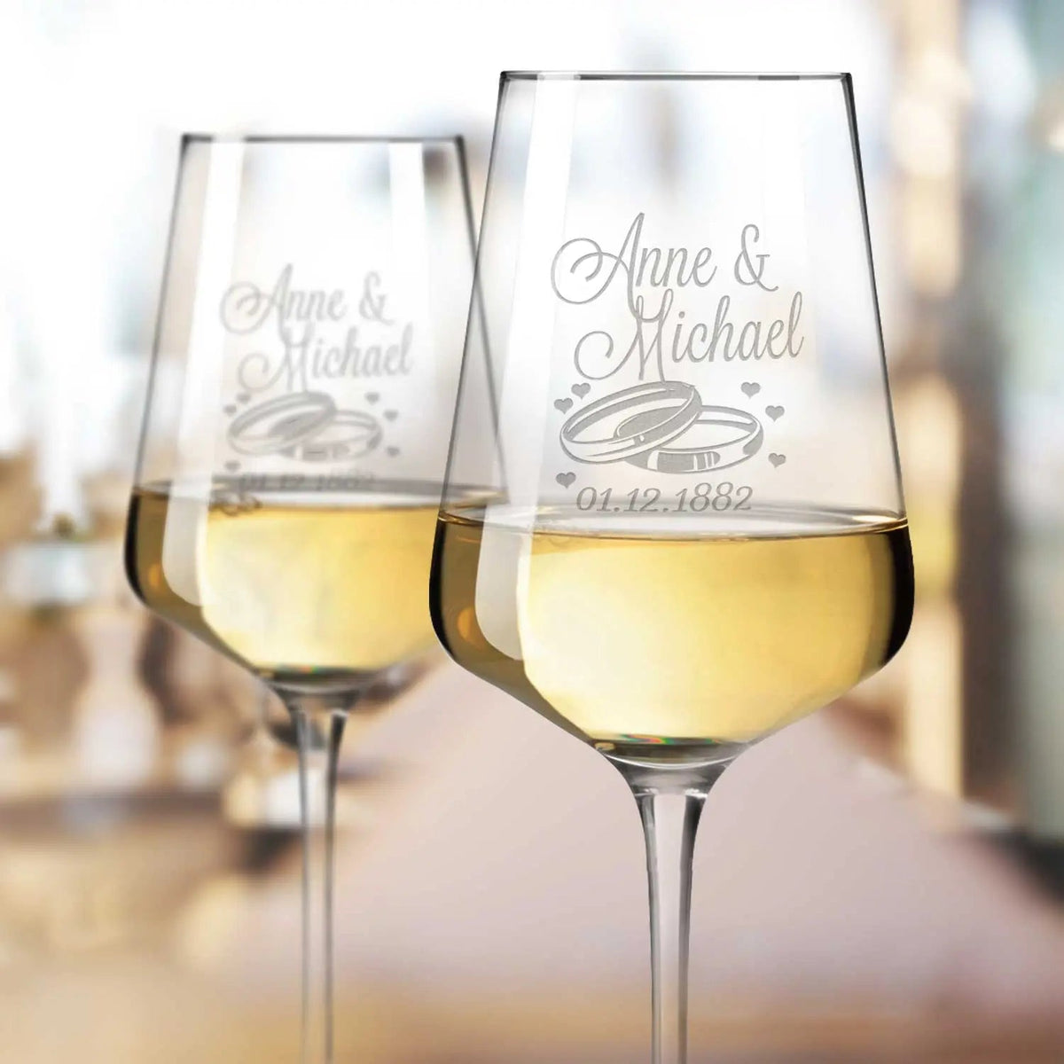Stölzle Lausitz Weingläser mit Gravur im "Wedding" Design als Set