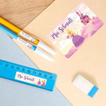 Schuletiketten mit Namen - Prinzessin Design - 100 Aufkleber in verschiedenen Größen