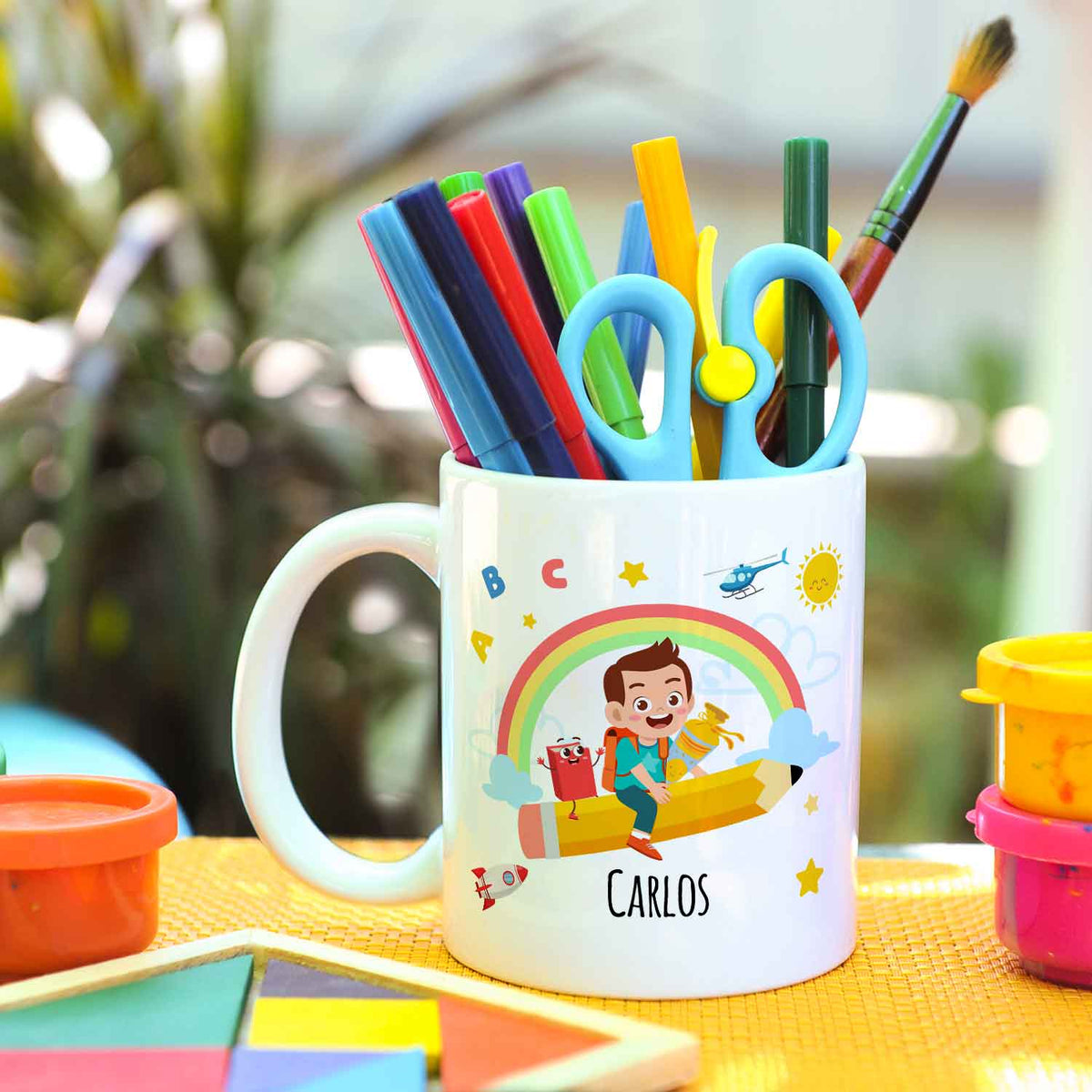 Bedruckte Tasse mit Motiv Einschulung