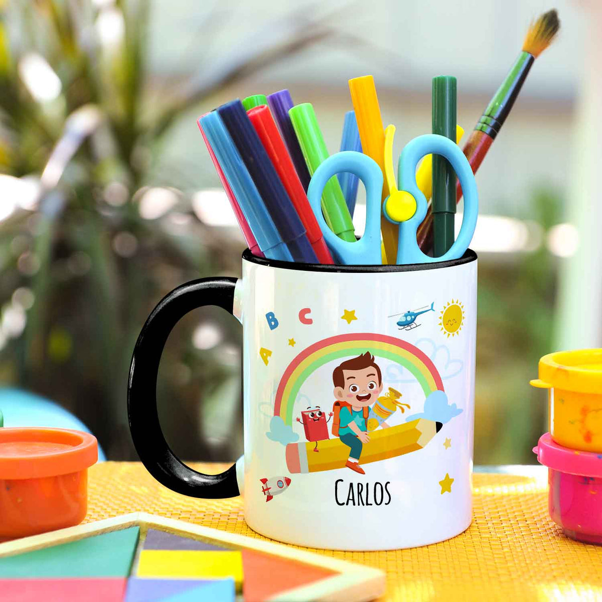 Bedruckte Tasse mit Motiv Einschulung