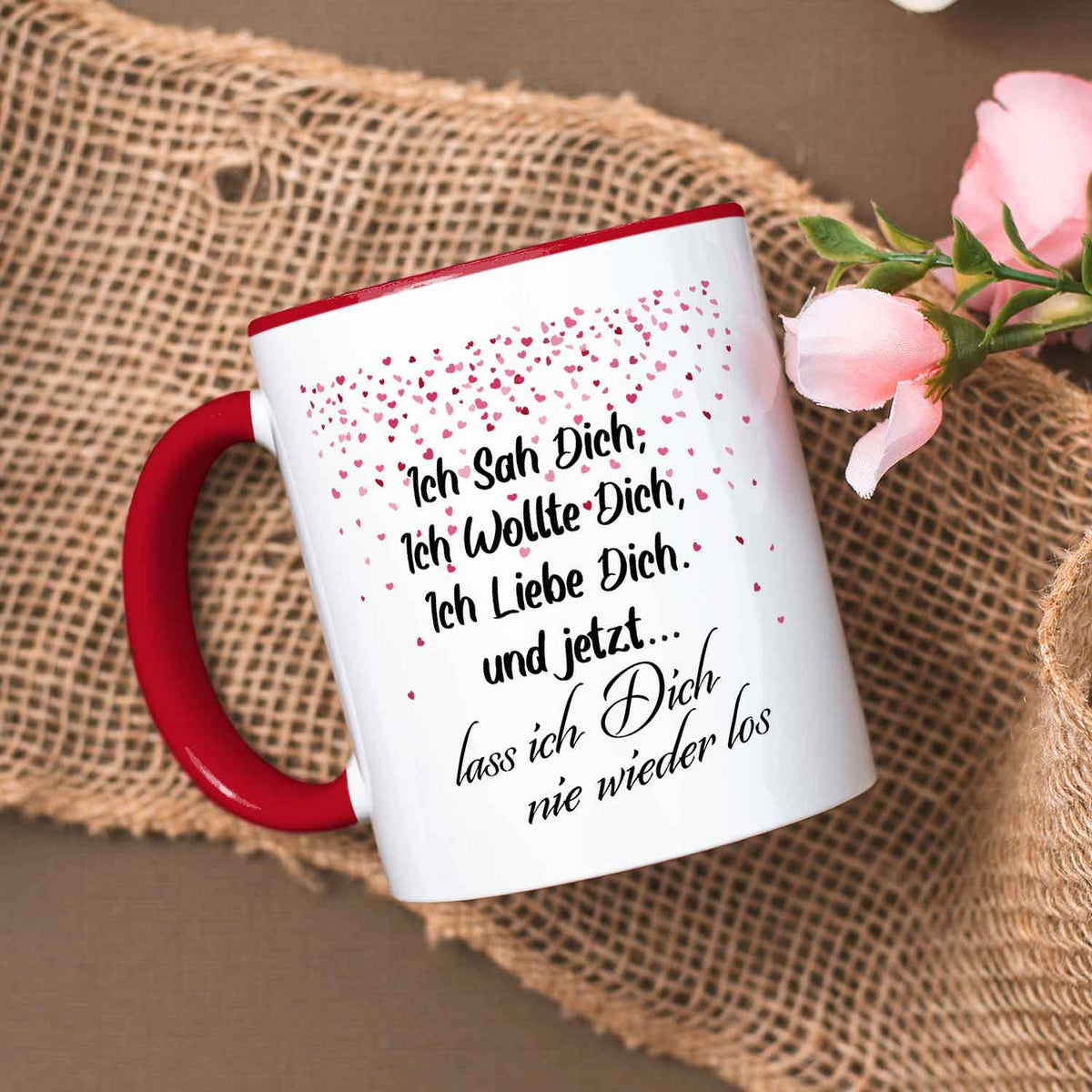 Bedruckte Tasse mit Spruch - Ich sah dich