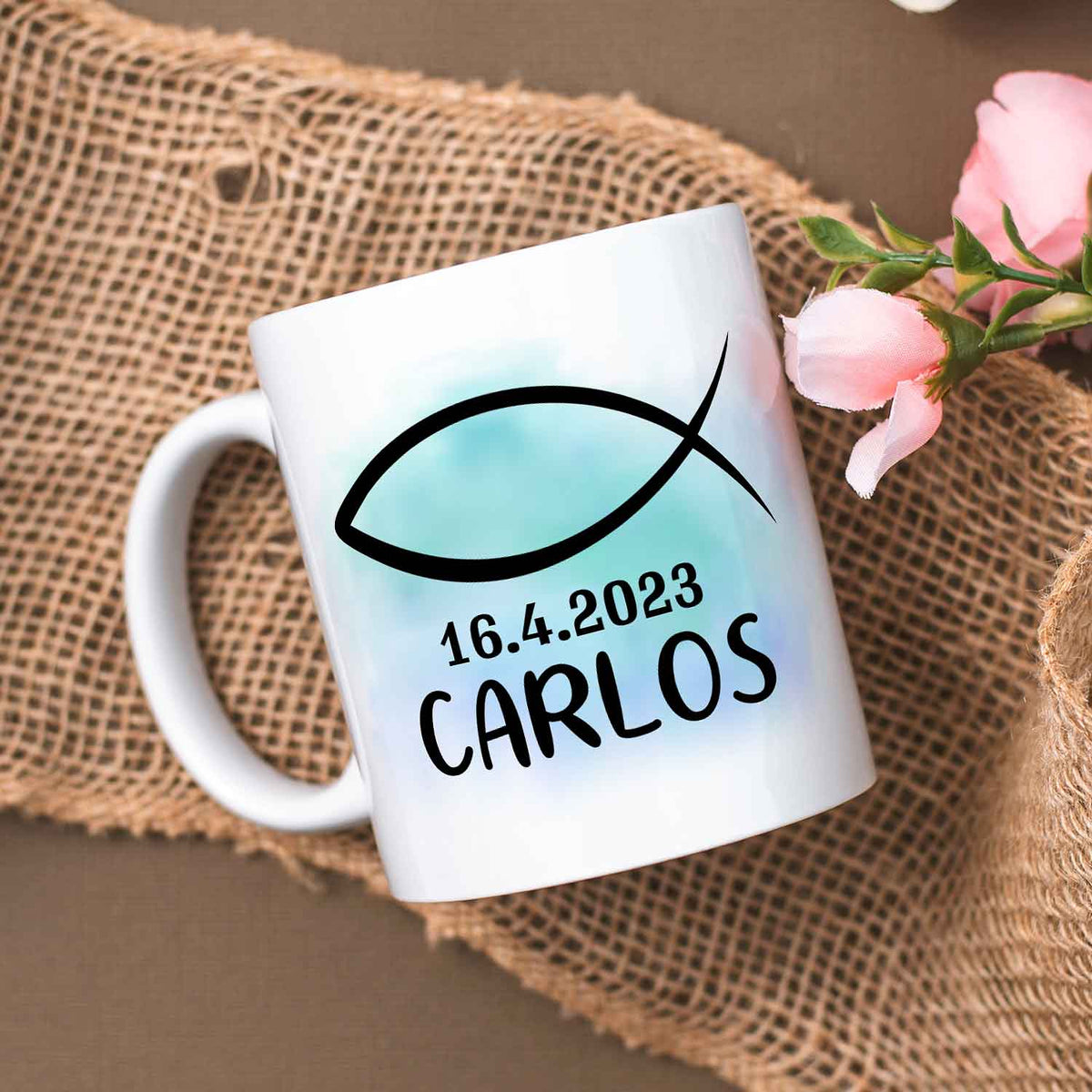 Bedruckte Tasse - zur Konfirmation mit Name & Datum