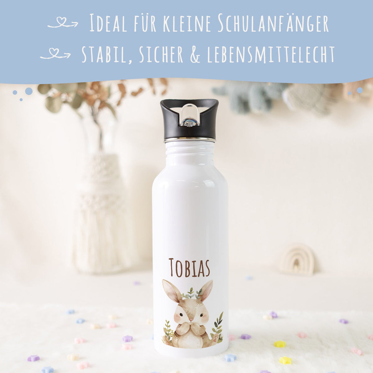 Bedruckte Trinkflasche aus Edelstahl - Waldfreunde V2