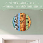 Wanduhr aus Holz Mandala - Mit UV Druck