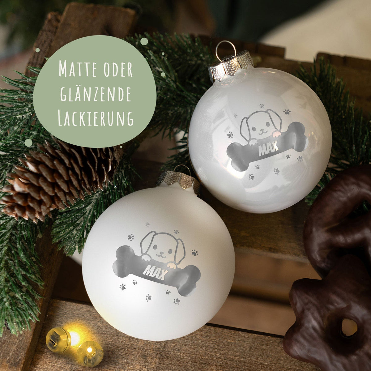 Gravierte Weihnachtskugel - Haustier - Hund & Katze