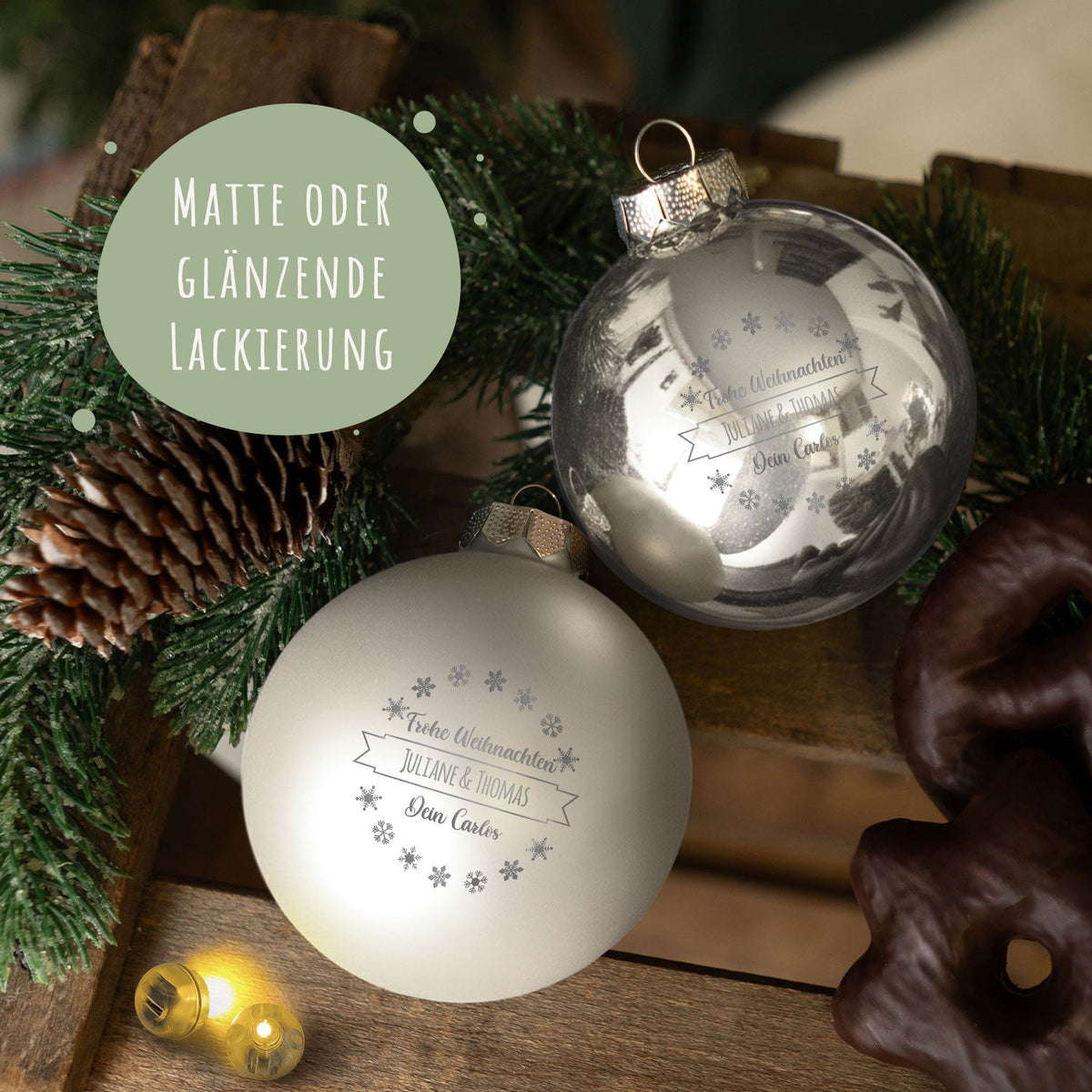 Gravierte Weihnachtskugel mit Wunschtext