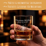 Leonardo Whiskygläser mit Gravur - "Kompass" im Set mit 0,5l Karaffe