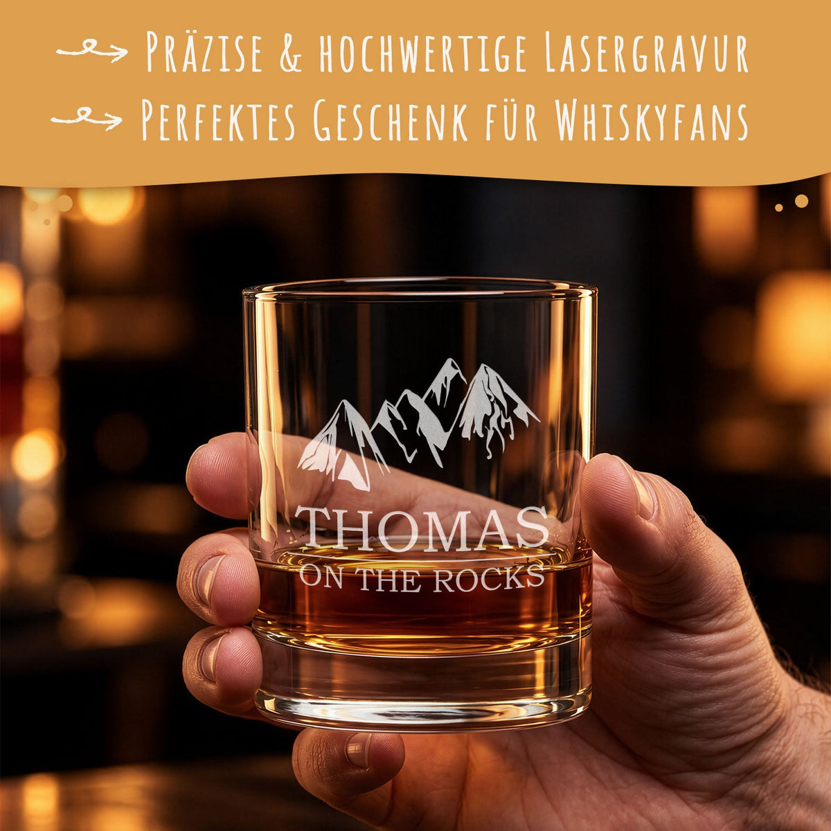 Leonardo Whiskygläser mit Gravur - "On the Rocks" im Set mit 0,5l Karaffe