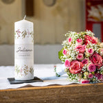 Große Kerze "Flower Love" - Taufkerze mit Namen und Datum