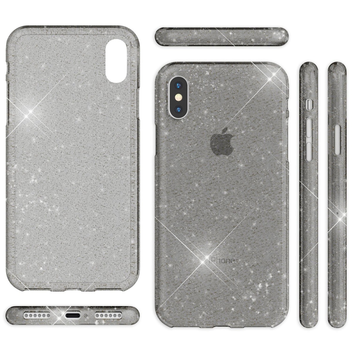 NALIA Glitzerhülle für iPhone X / XS – Funkelndes Silikon Case – DAZZLIN (Transparent & Stoßfest) – Marke aus Berlin