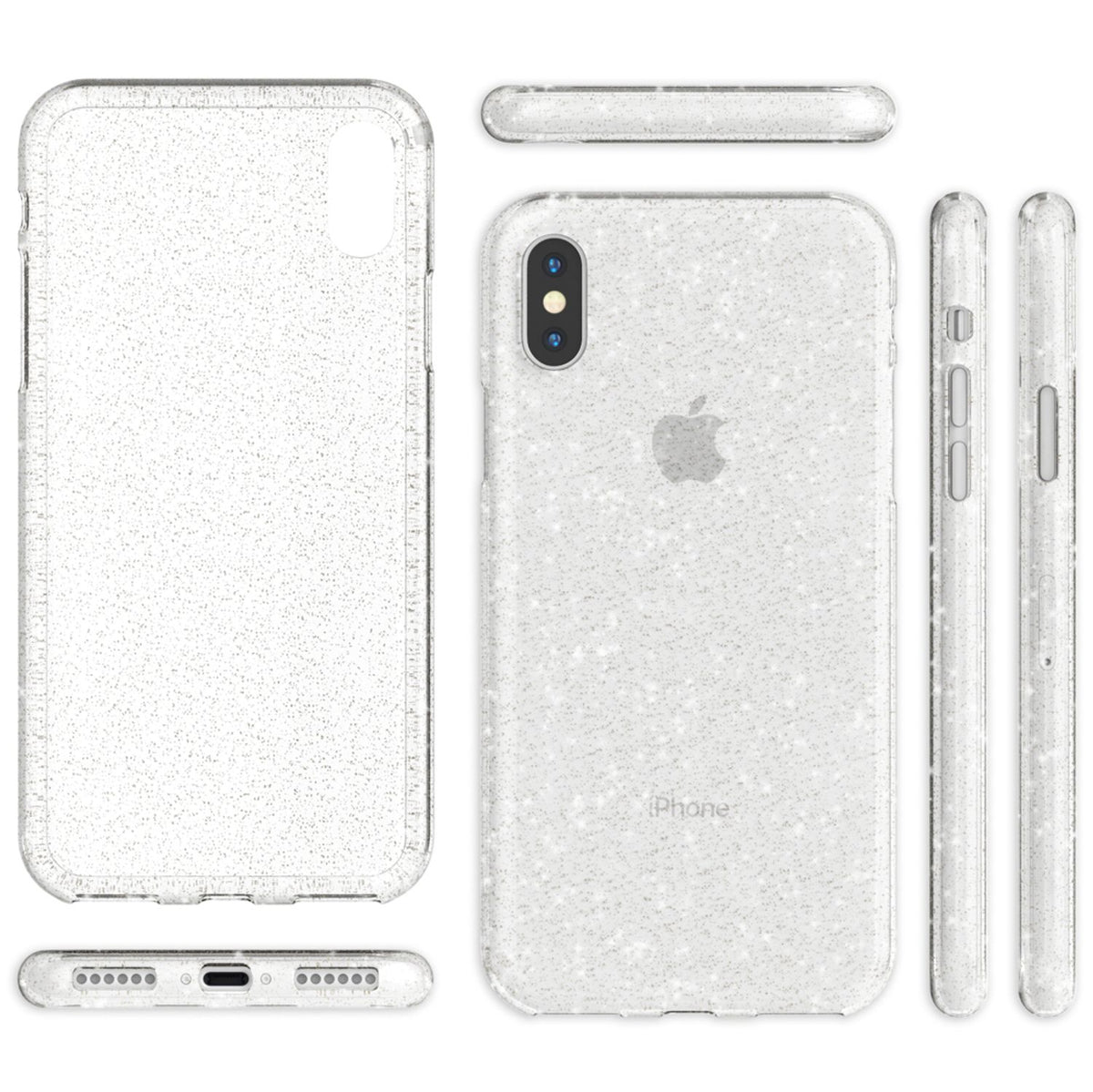 NALIA Glitzerhülle für iPhone X / XS – Funkelndes Silikon Case – DAZZLIN (Transparent & Stoßfest) – Marke aus Berlin