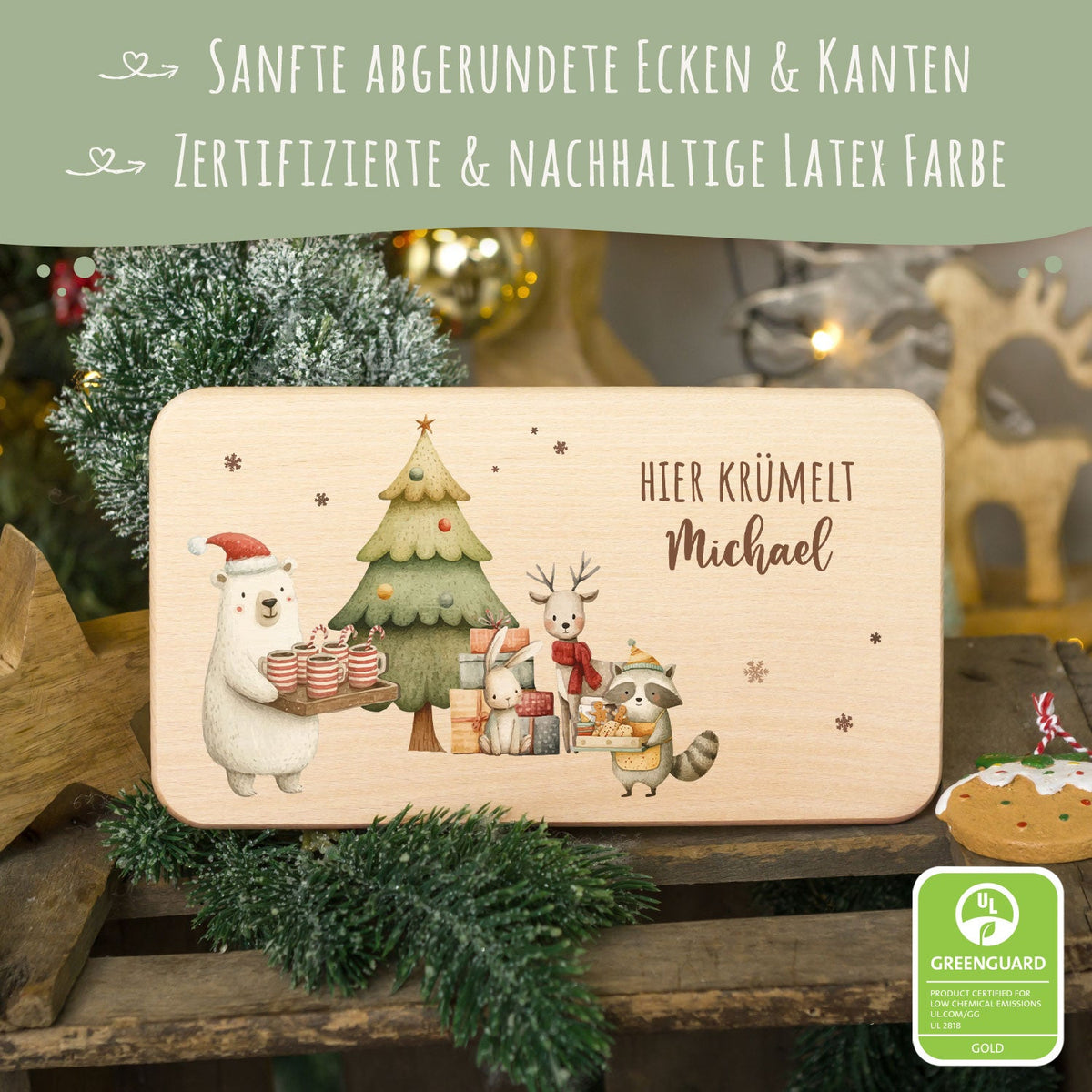 Frühstücksbrettchen zu Weihnachten - Festvorbereitung - personalisiert mit Name