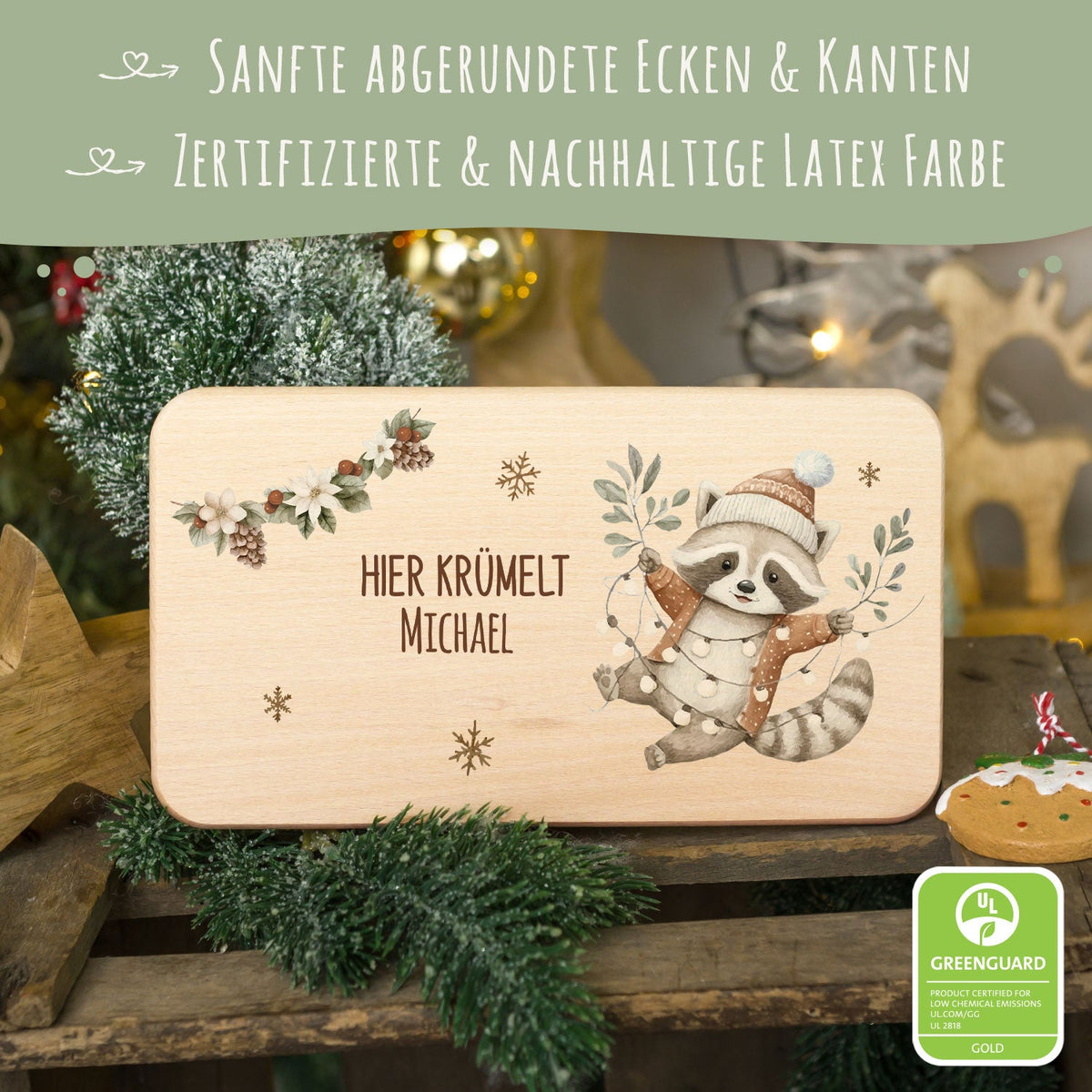 Frühstücksbrettchen zu Weihnachten - Waschbär