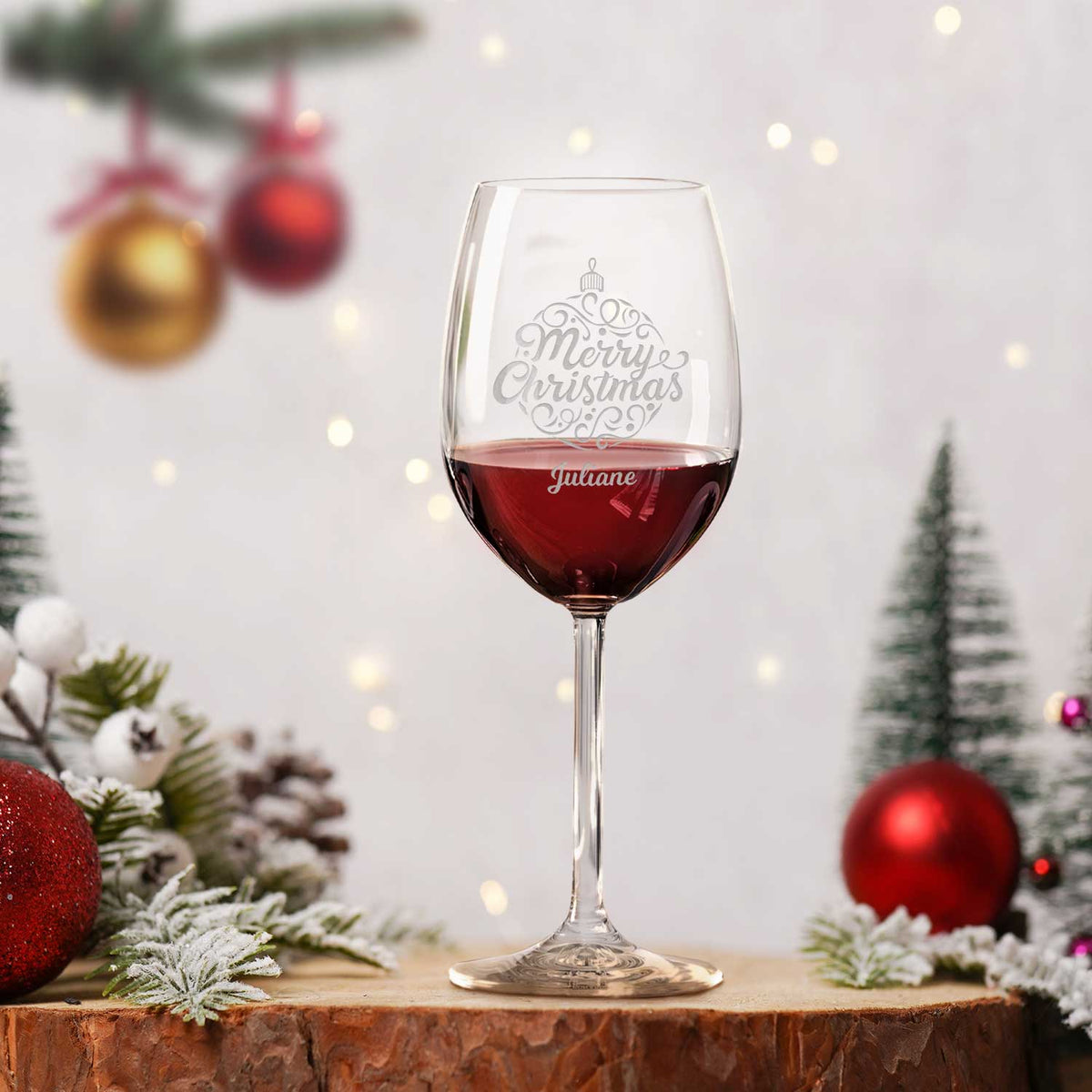 Stölzle Lausitz Weinglas mit Gravur "Merry Christmas Ball"