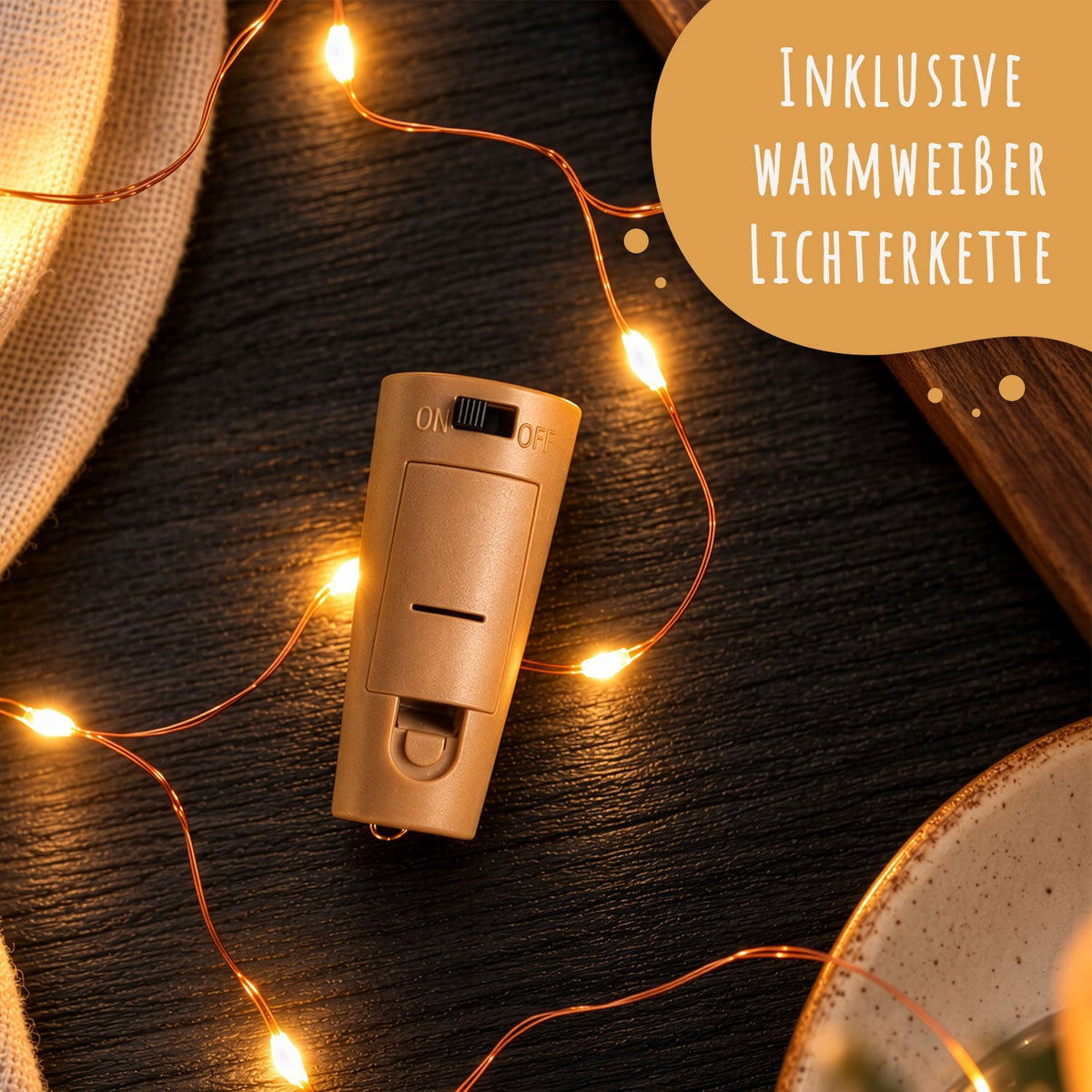 Flaschenlicht mit LED-Lichterkette und UV Druck - Weihnachtsbaum Design - Weihnachtsdekoration