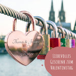Herzschloss in Rosegold mit Gravur