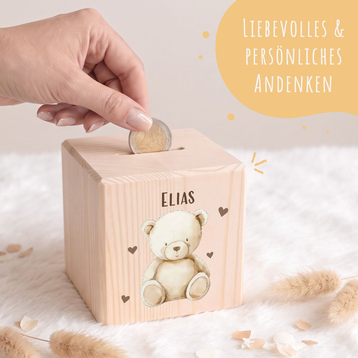 Spardose aus Holz - Tiere Kinder