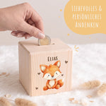 Spardose aus Holz - Tiere Kinder