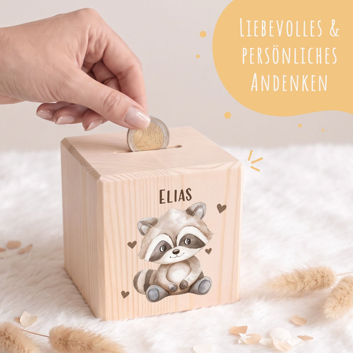 Spardose aus Holz - Tiere Kinder
