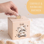 Spardose aus Holz - Tiere Kinder