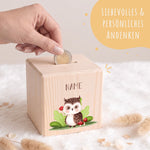 Spardose aus Holz - Tiergruppe Wald