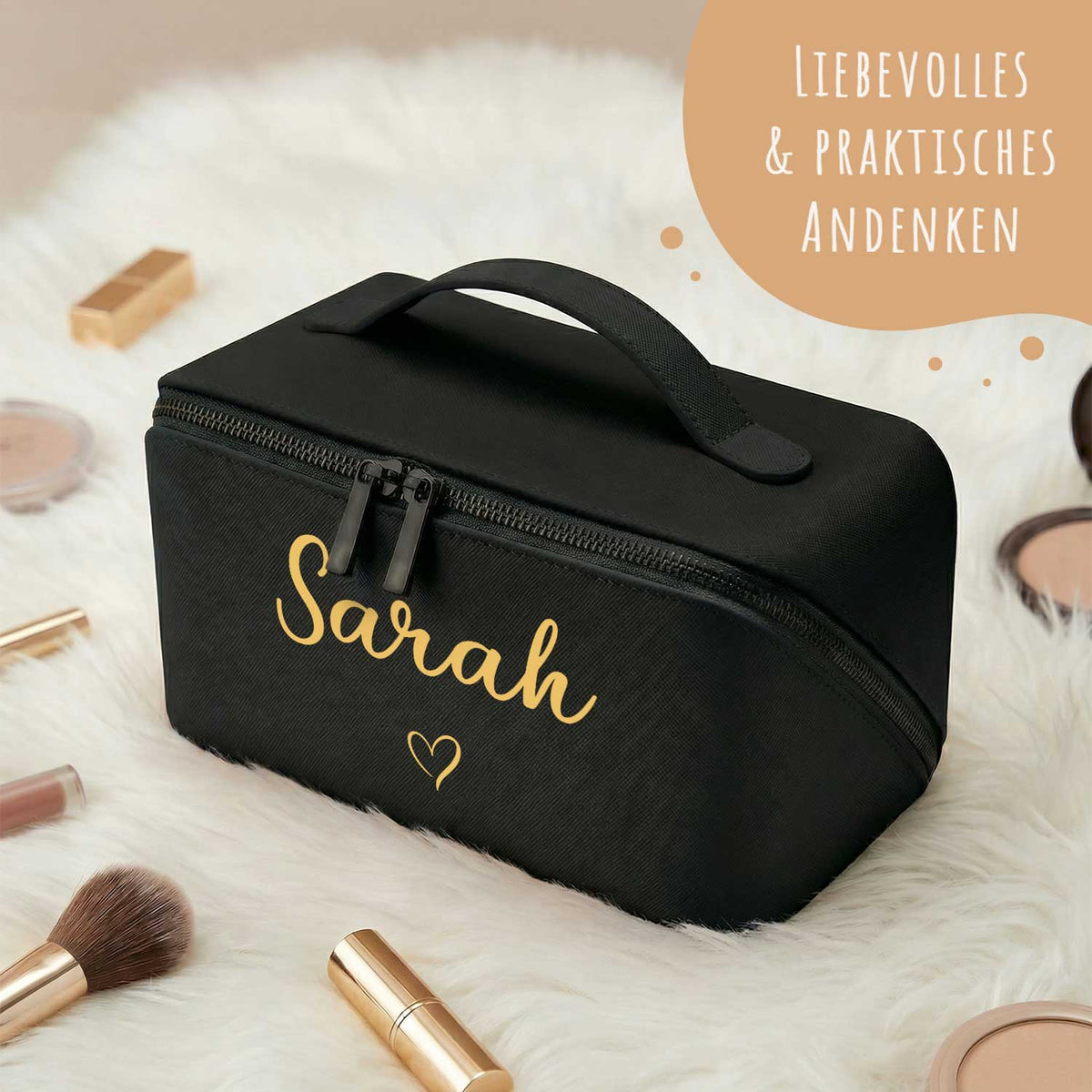 Personalisierte eckige Kosmetiktasche mit Name für Kosmetik & MakeUp