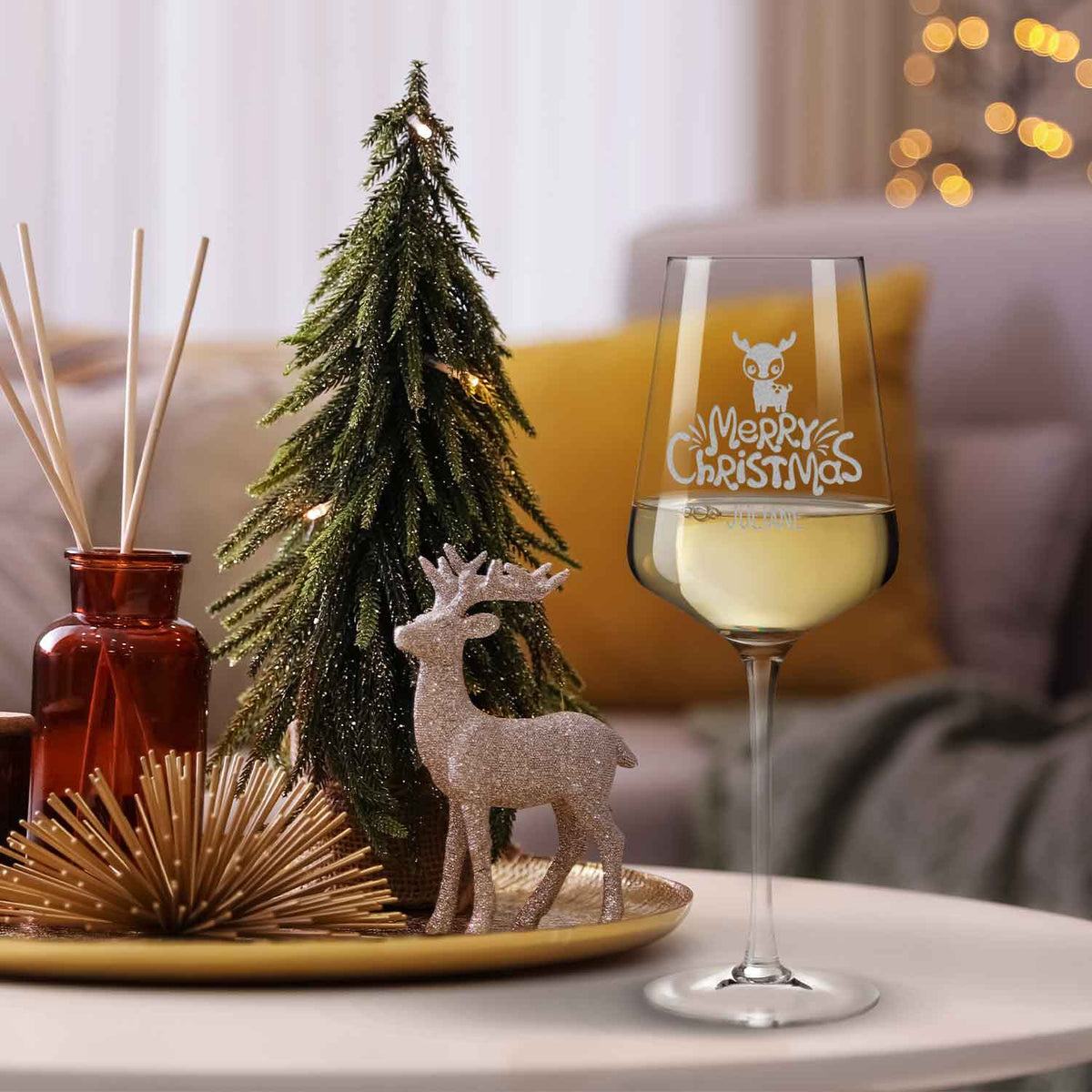 Stölzle Lausitz Weinglas mit Gravur - "Cute Deer"