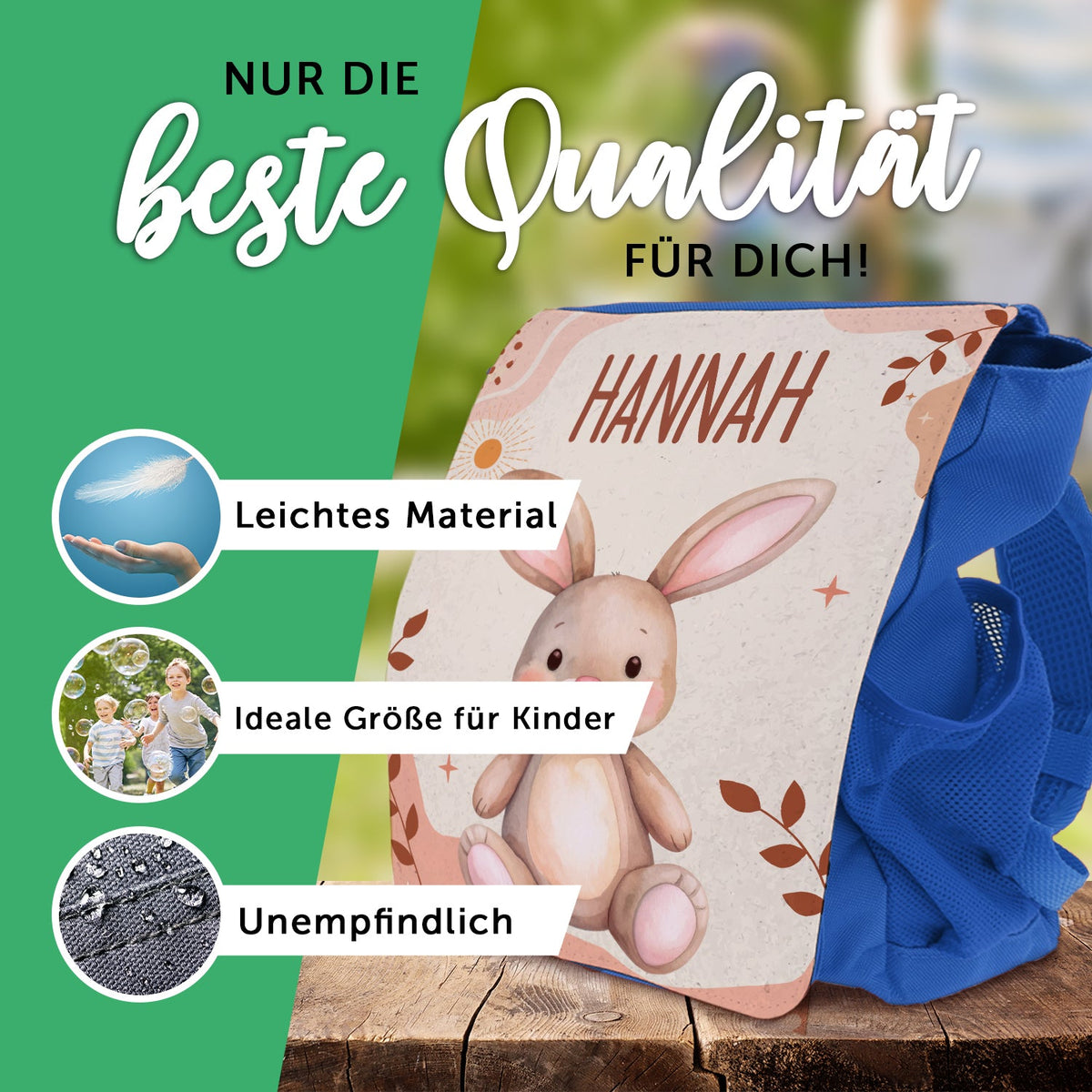 Bedruckter Rucksack für Kinder - Waldtiere mit Name