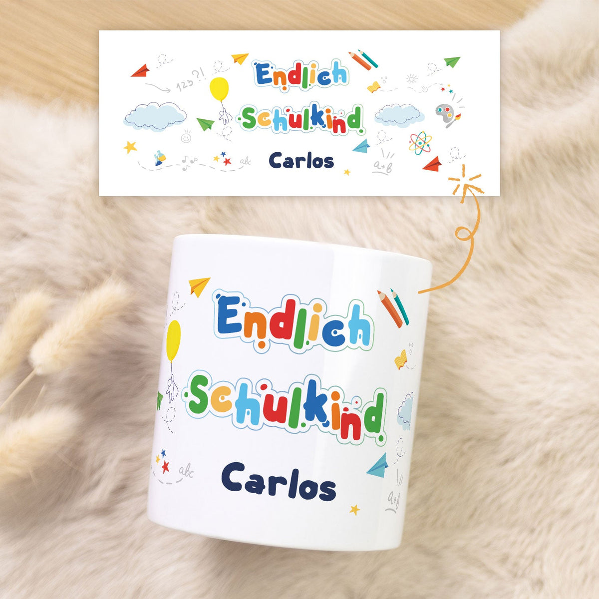 Spardose aus Keramik - Endlich Schulkind