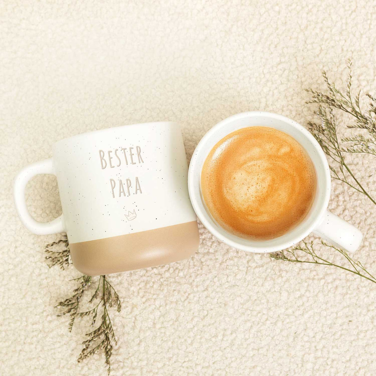 Gravierte Steingut Tasse - Wunschtext Namma Markt
