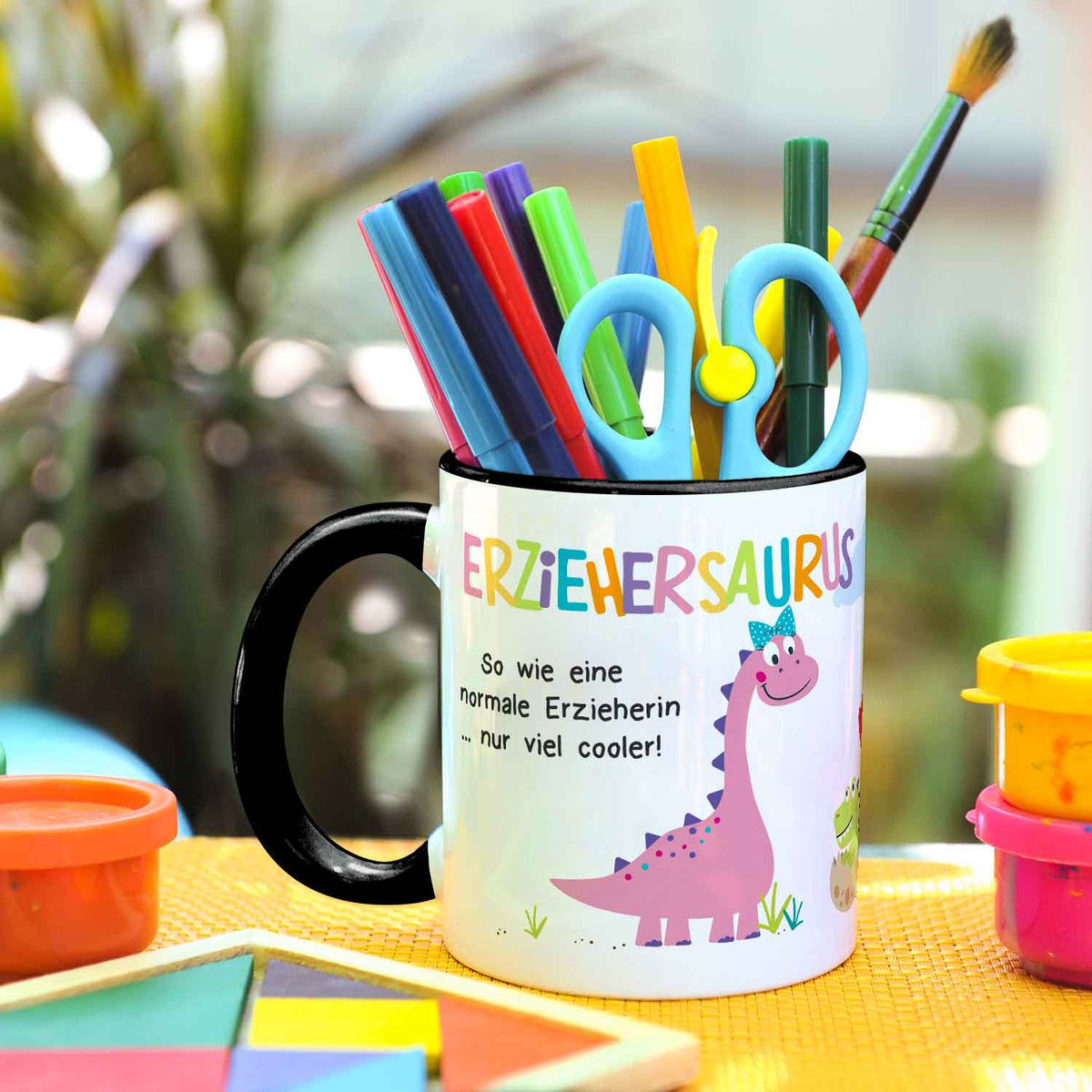 Bedruckte Tasse mit Spruch "Erziehersaurus"