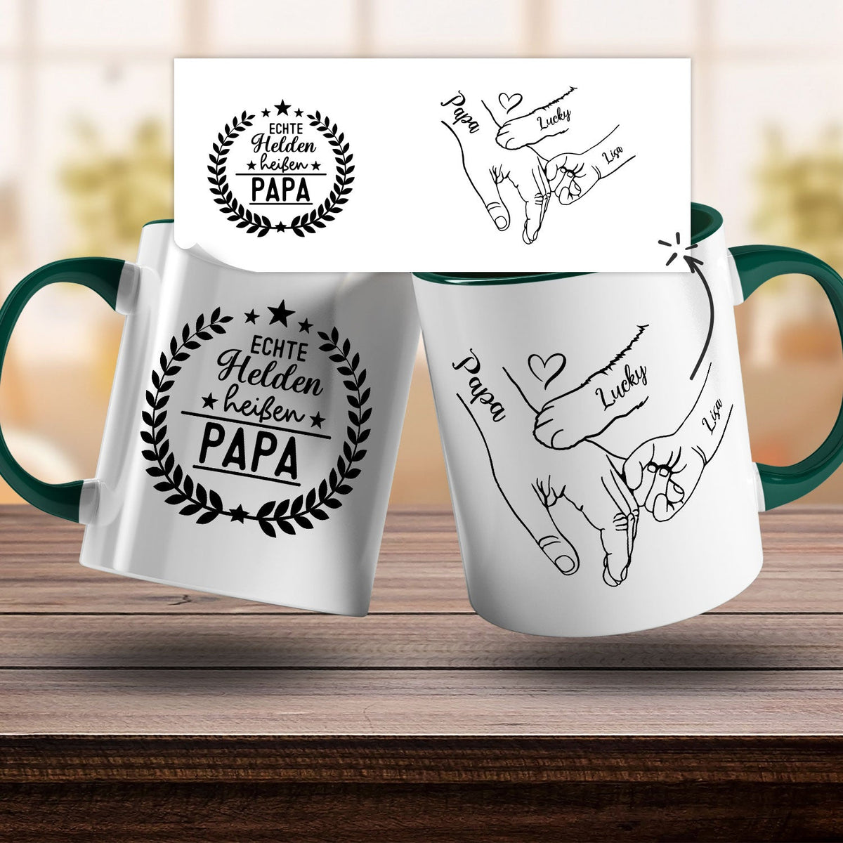 Bedruckte Tasse - Hände halten Papa Opa - Geschenk zum Vatertag