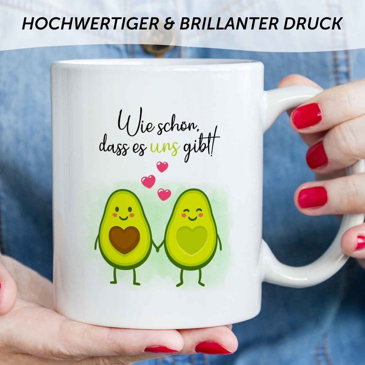 Bedruckte Tasse mit Spruch - Avocado Love