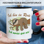 Bedruckte Tasse Faultier in Rente