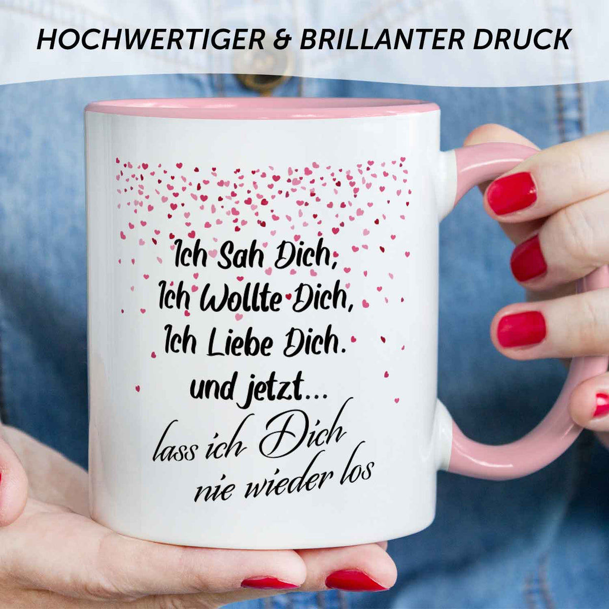Bedruckte Tasse mit Spruch - Ich sah dich