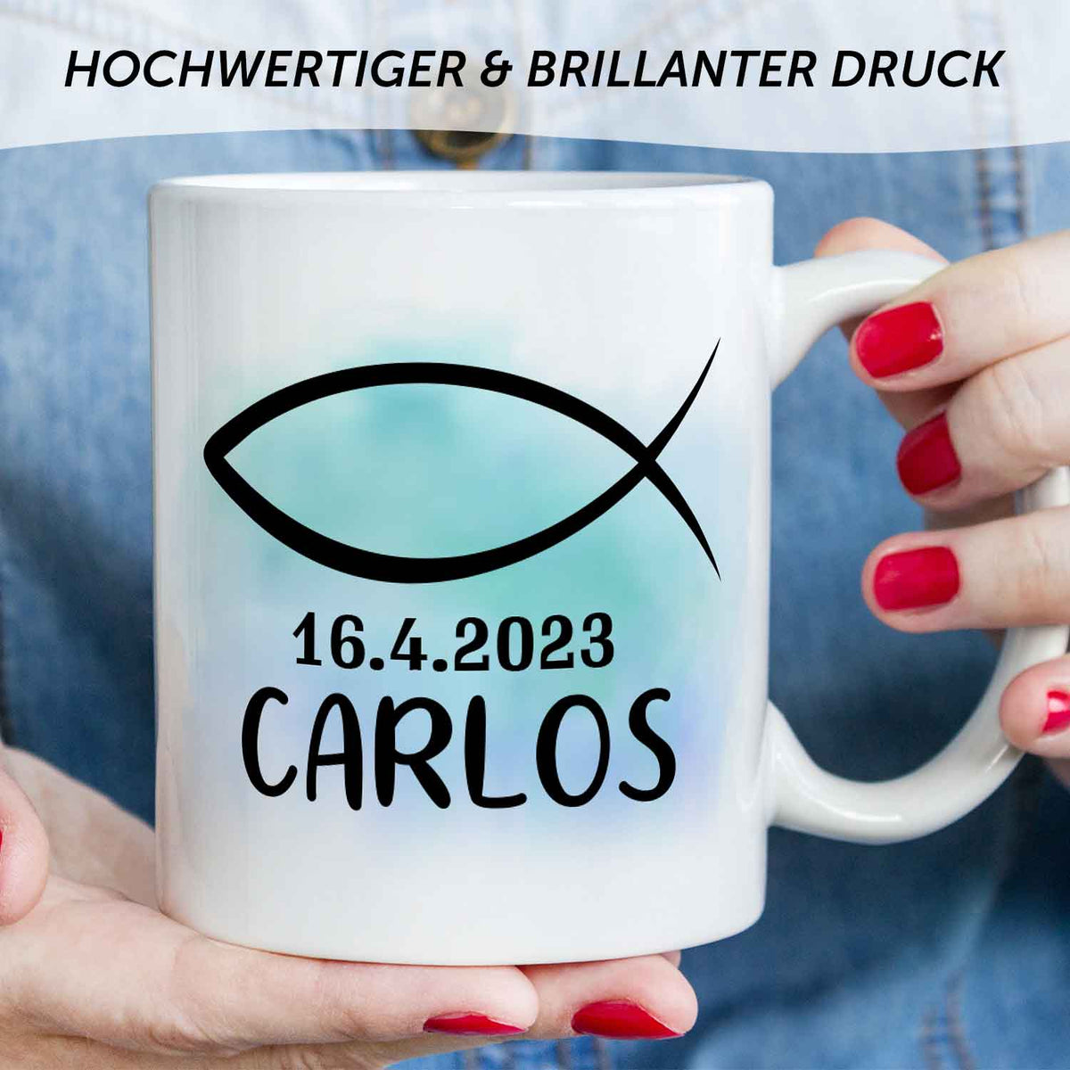 Bedruckte Tasse - zur Konfirmation mit Name & Datum