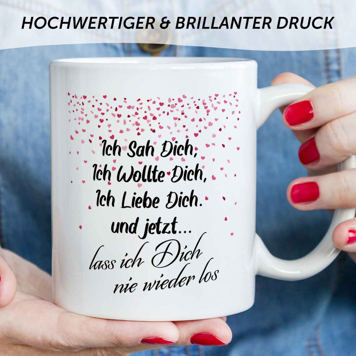 Bedruckte Tasse mit Spruch - Ich sah dich