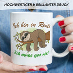 Bedruckte Tasse Faultier in Rente