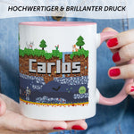 Bedruckte Tasse mit "Pixelerde" Motiv