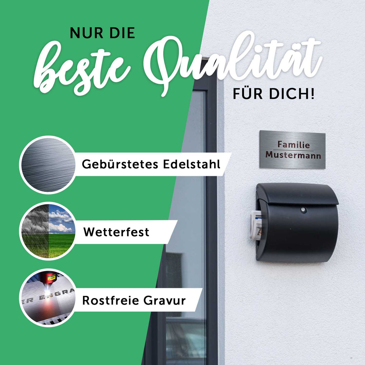 Graviertes Edelstahl Türschild
