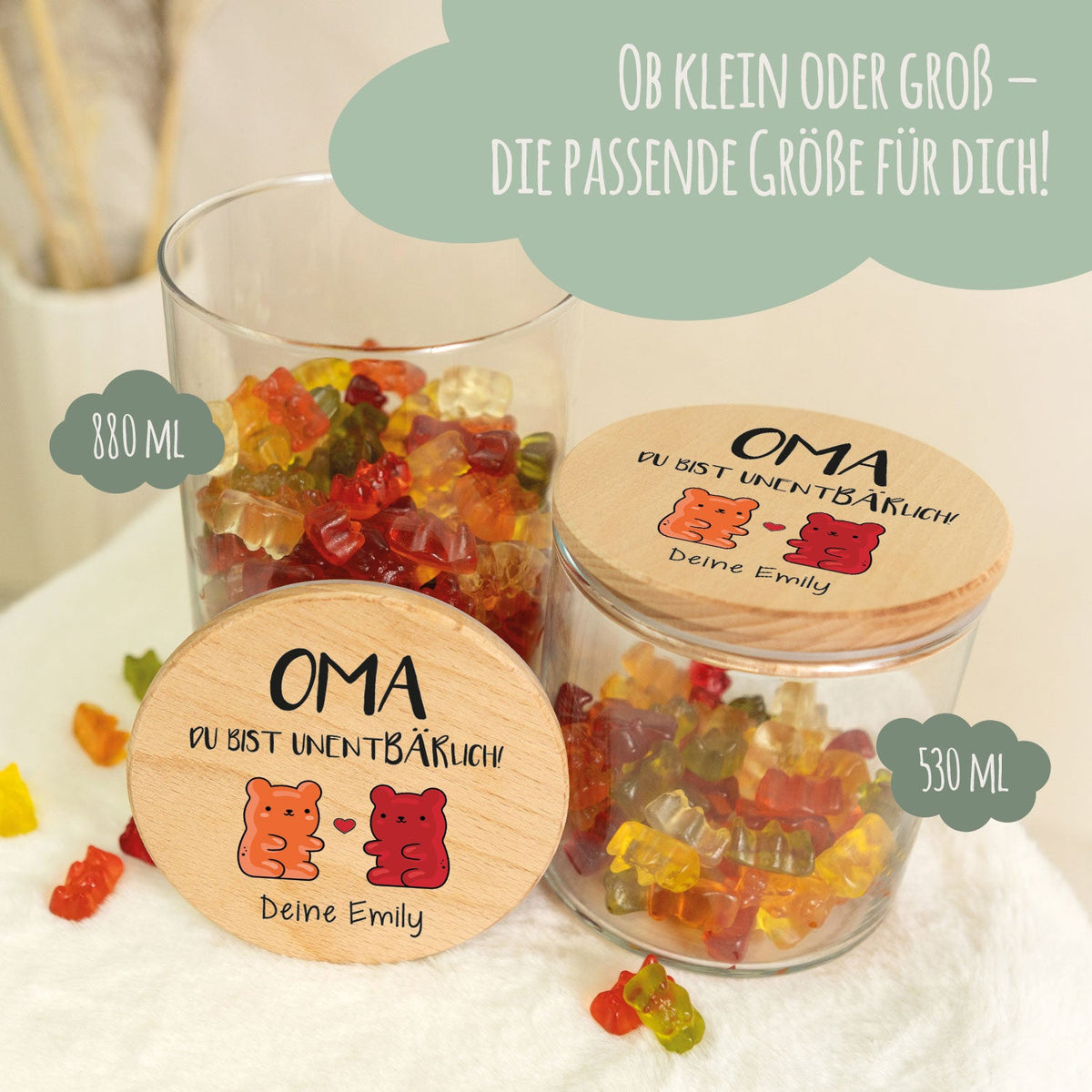 Bedrucktes Vorratsglas mit Holzdeckel - UnentBÄRlich